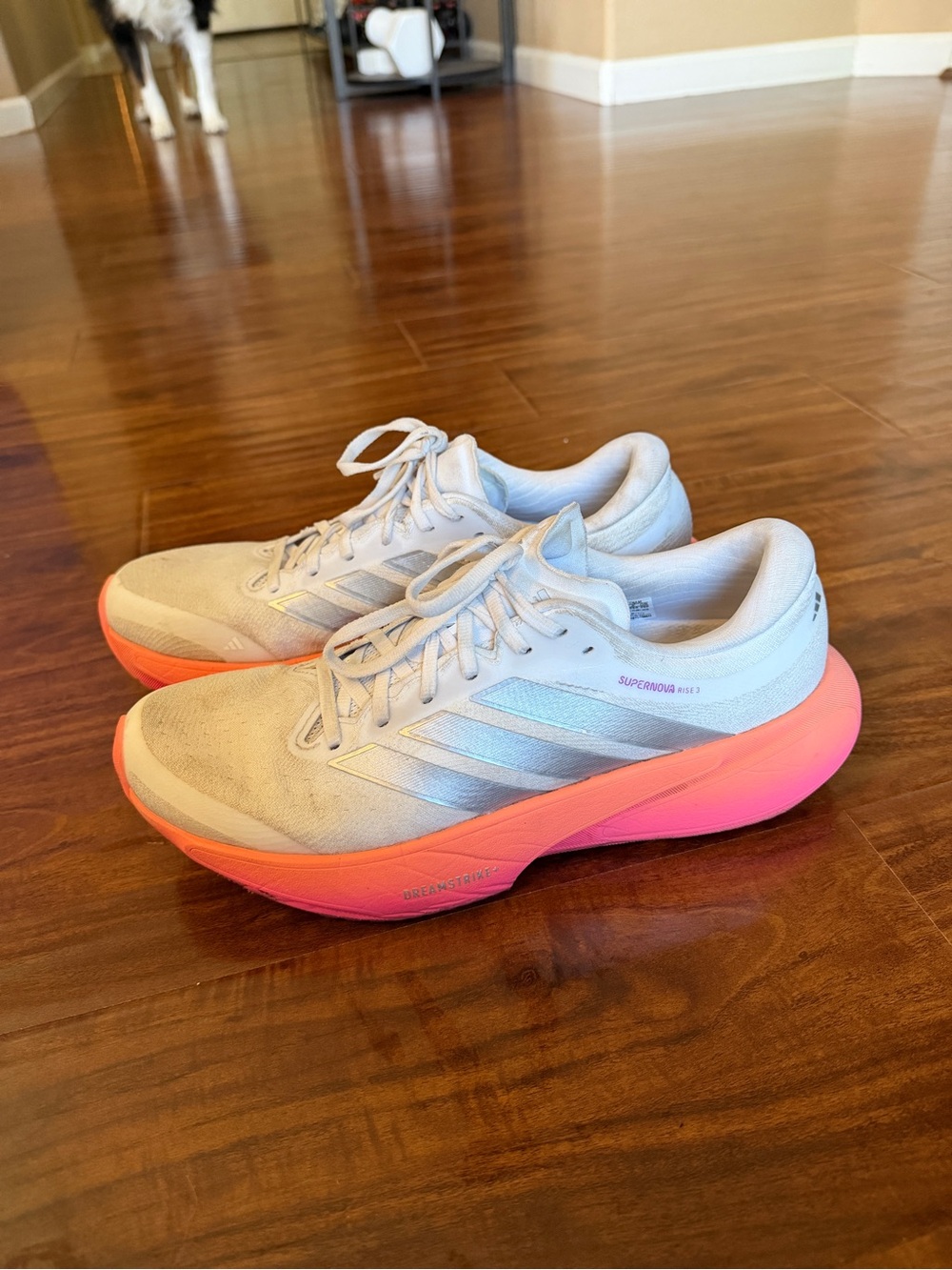 adidas Women's White Sneakers with Pink Gradient Sole